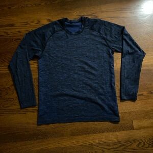 Lululemon Men's Blue Long Sleeve Shirt Time To Get Dirty Outside Get Sweaty SZ M